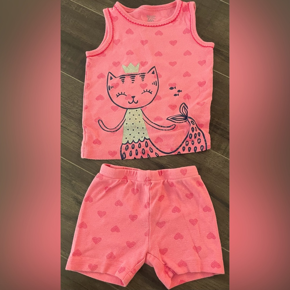 Just One You - Fish w/ Hearts 2 Pc Shorts Pajama Set - SIZE: 12 Month